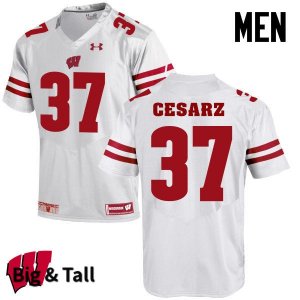 Men's Wisconsin Badgers NCAA #37 Ethan Cesarz White Authentic Under Armour Big & Tall Stitched College Football Jersey UW31H74TU